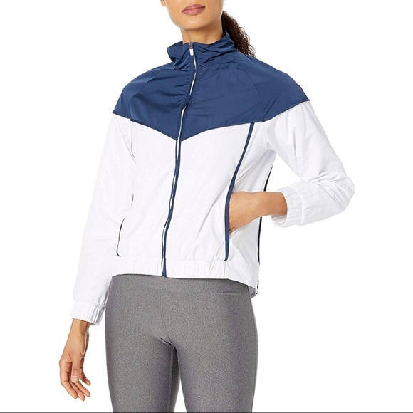 Covalent Activewear Jackets & Blazers - Covalent Activewear Womens Team Windbreaker in White/Navy- Size Large